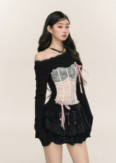 Lace Off-Shoulder Slim Fit Top